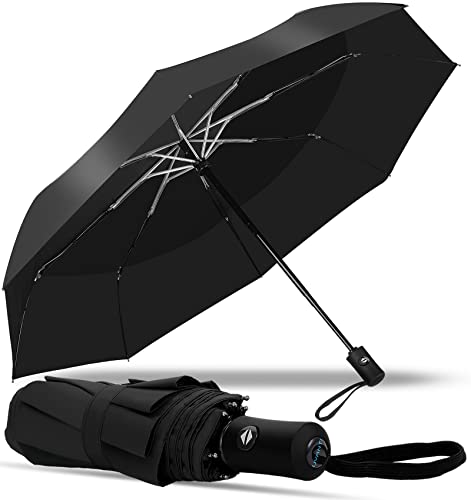 UVANTI Compact Travel Umbrella - Pocket Portable Small Mini Folding Windproof umbrella - Car Backpack Purse Automatic Umbrellas for Rain