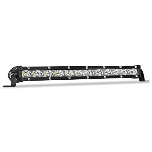 12 Inch Single Row Led Light Bar - BEAMCORN Ultra-Slim [14in w/Bracket] 80W 10000LM Combo Spot Flood Light for Offroad Trucks ATV UTV SUV Boat Waterproof