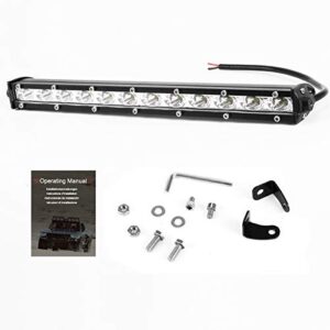 12 Inch Single Row Led Light Bar - BEAMCORN Ultra-Slim [14in w/Bracket] 80W 10000LM Combo Spot Flood Light for Offroad Trucks ATV UTV SUV Boat Waterproof