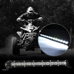 12 Inch Single Row Led Light Bar - BEAMCORN Ultra-Slim [14in w/Bracket] 80W 10000LM Combo Spot Flood Light for Offroad Trucks ATV UTV SUV Boat Waterproof