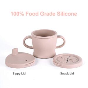 haakaa Silicone Sip-N-Snack Cup, Toddlers Sippy Cup&Snack Container 2-in-1, BPA Free Training Cup for Baby 6 Month+, 8 Oz (Blush)