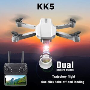 GoolRC Mini Drone with Dual Camera for Adults, KK5 WiFi FPV Drone with 4K HD Camera, RC Quadcopter with 360° Flip, Gesture Photo/Video, Headless Mode, Altitude Hold, Include Carry Bag and 3 Batteries