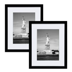 enjoybasics 11x14 picture frame, display poster 8x10 with mat or 11 x 14 without mat, wall gallery photo frames, black, 2 pack