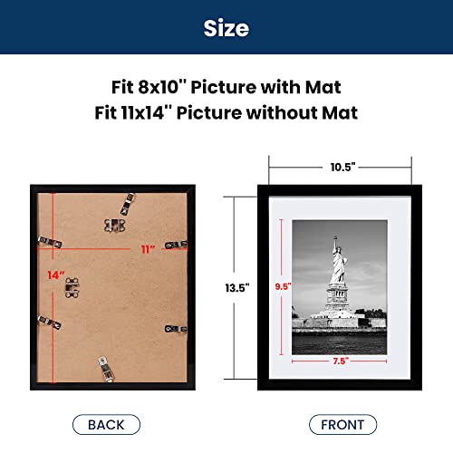 ENJOYBASICS 11x14 Picture Frame, Display Poster 8x10 with Mat or 11 x 14 Without Mat, Wall Gallery Photo Frames, Black, 2 Pack