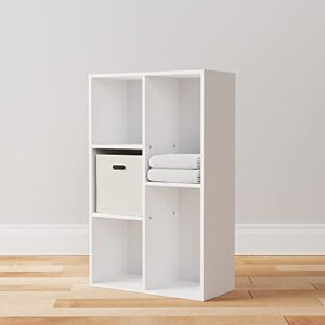 Amazon Basics 5-Cube Organizer Bookcase, White, Solid, 19.5 x 9.4 x 31.5 inch