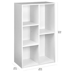 Amazon Basics 5-Cube Organizer Bookcase, White, Solid, 19.5 x 9.4 x 31.5 inch