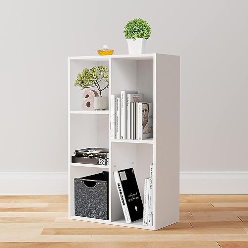 Amazon Basics 5-Cube Organizer Bookcase, White, Solid, 19.5 x 9.4 x 31.5 inch