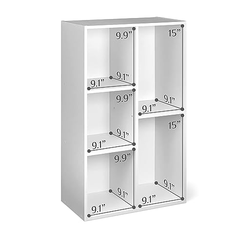 Amazon Basics 5-Cube Organizer Bookcase, White, Solid, 19.5 x 9.4 x 31.5 inch