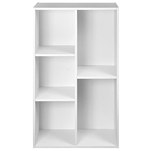 Amazon Basics 5-Cube Organizer Bookcase, White, Solid, 19.5 x 9.4 x 31.5 inch