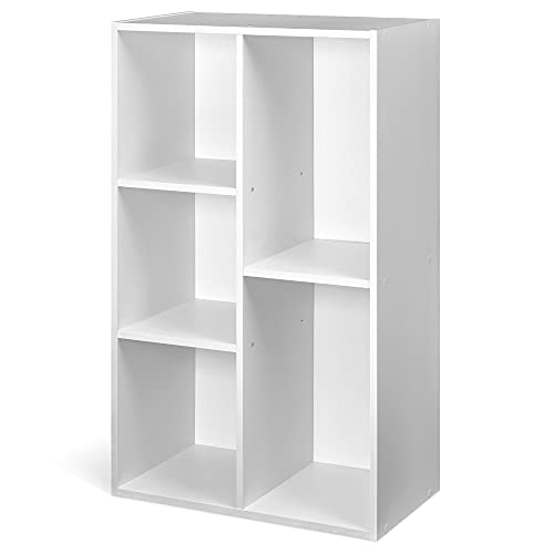 Amazon Basics 5-Cube Organizer Bookcase, White, Solid, 19.5 x 9.4 x 31.5 inch