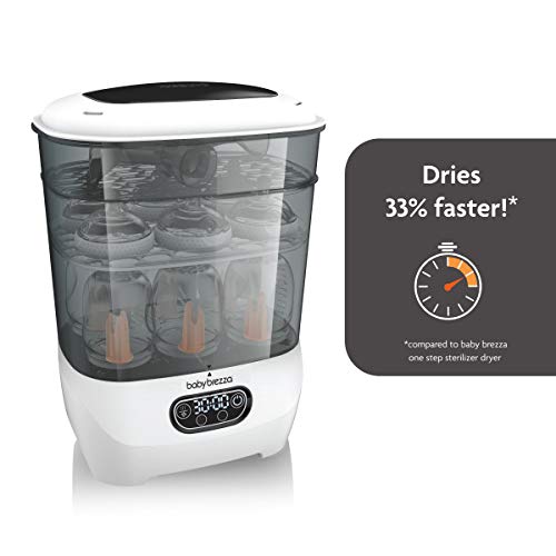 Baby Brezza Bottle Sterilizer and Dryer Advanced – HEPA Filter And Steam Sterilization – Dries 33 Percent Faster Then Original - Universal Fit up to 8 Baby Bottles And 2 Sets of Pump Parts (Any Brand)