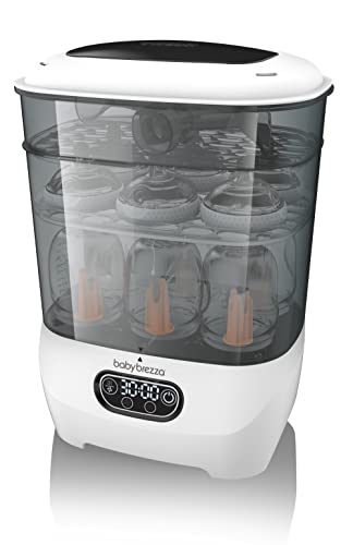Baby Brezza Bottle Sterilizer and Dryer Advanced – HEPA Filter And Steam Sterilization – Dries 33 Percent Faster Then Original - Universal Fit up to 8 Baby Bottles And 2 Sets of Pump Parts (Any Brand)