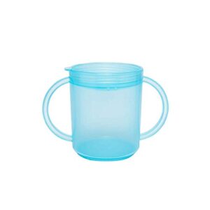 talktools recessed plastic lid cup with handles | break resistant | self-feeding - bpa free - 2 lids - light blue