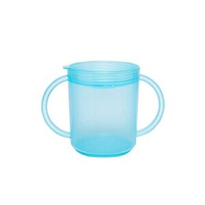 TalkTools Recessed Plastic Lid Cup with Handles | Break Resistant | Self-feeding - BPA Free - 2 Lids - Light Blue