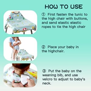 PewinGo Weaning Bib & BLW Attaches and Fully Cover to Baby Highchair, Long Sleeves Bib with Waterproof, Comfortable,Machine Washable, Suitable for Baby Infant -Grey,Toddler Bib