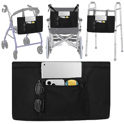 supregear Universal Accessories Bag for Walker, Wheelchair, Rollator, Scooters, Seniors Detachable Preserve Heat Cooler w/Cup Holder-Folding Walker Basket Waterproof Walker Caddy Pouch, Black