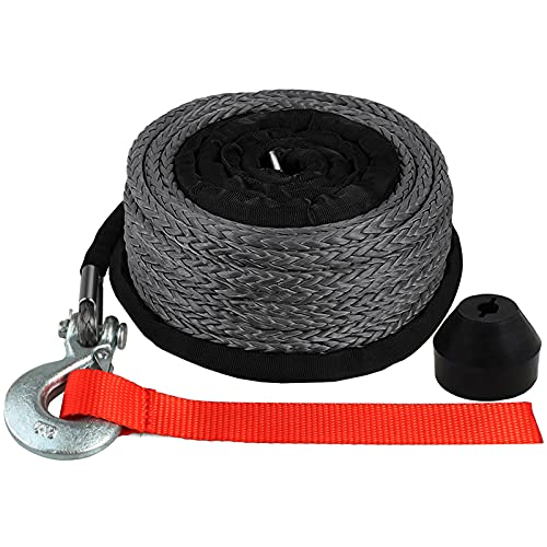 OKBA Synthetic Winch Rope Cable Kit 1/4" x 50' - 9500LBS Winch Line Rope Replacement with Protective Sleeve + Rope Winch Hook + Rubber Stopper for 4x4 Off Road Vehicle ATV UTV Polaris UTV