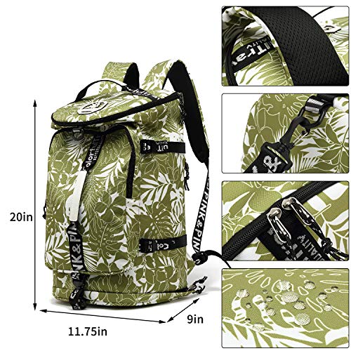 Gym Duffle Bag Backpack 4-Way Waterproof with Shoes Compartment for travel Sport Hiking laptop (olive-green) XL