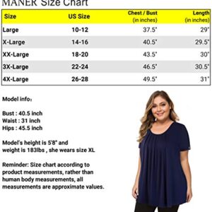 MANER Women's Plus Size Tops Short Sleeve Flowy Shirts Casual Blouses Tunic Tops L-4XL(Purple, XXX-Large)