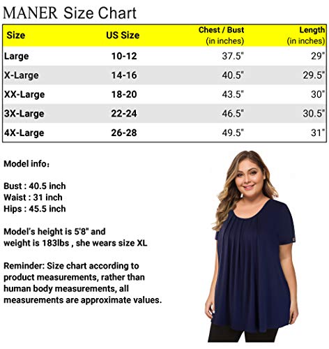 MANER Women's Plus Size Tops Short Sleeve Flowy Shirts Casual Blouses Tunic Tops L-4XL(Purple, XXX-Large)