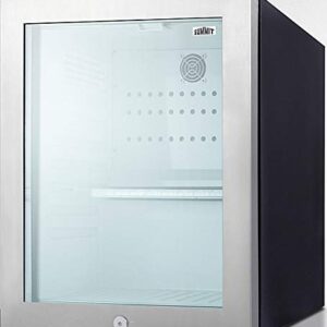 Summit Appliance MB13GST Compact Minibar with Glass Door, Seamless Stainless Steel Trim, Digital Controls, Automatic Defrost, Interior LED Light, Front Lock and Black Cabinet
