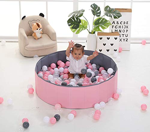 LimitlessFunN Kids Ball Pit Foldable Double Layer Oxford Cloth Play Ball Pool with Storage Bag (Balls Not Included) Playpen for Baby Toddlers (32 Inch, Small, Pink)