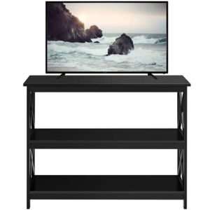 yaheetech television stands & entertainment centers with 3 tier storage shelf tv stand for living room, black