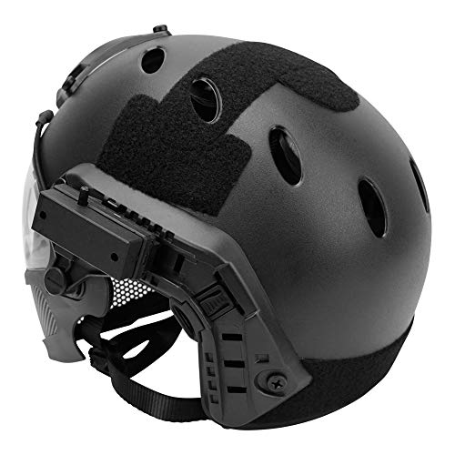 Integrated Tactical Airsoft Painball Full Face Protection, PJ Helmet F22, with Removable Steel Mesh Mask and Goggles