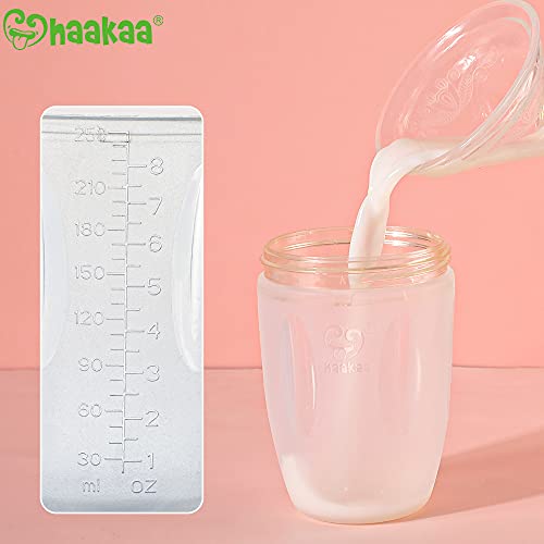 haakaa Gen.3 Manual Breast Pump Upgraded Multifuctional Silicone Breast Pump for Breastfeeding Moms to Collect Breast Milk Reusable(8oz/250ml, Peach)