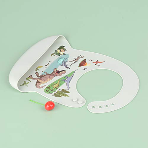 lofca Silicone Bib For Babies & Toddlers Self Feeding BPA Free Waterproof Comfortable Soft Dinosaur