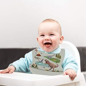 lofca Silicone Bib For Babies & Toddlers Self Feeding BPA Free Waterproof Comfortable Soft Dinosaur