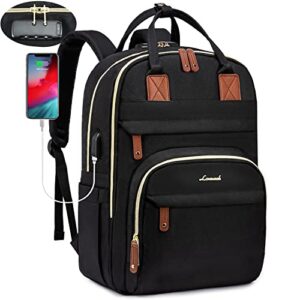 lovevook laptop backpack for women, unisex travel anti-theft bag, business work computer backpacks purse college backpack for men, casual hiking daypack with lock, 15.6 inch, black