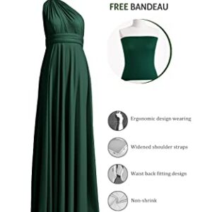 Infinity Dress with Bandeau, Convertible and Bridesmaid Dress, Evening and Transformer Maxi Dress (One Size, Dark Green)