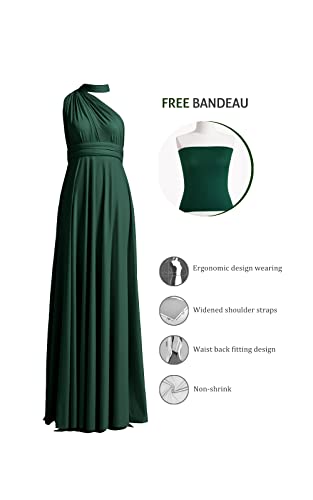 Infinity Dress with Bandeau, Convertible and Bridesmaid Dress, Evening and Transformer Maxi Dress (One Size, Dark Green)