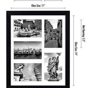 Americanflat 7 Pack Gallery Wall Set | Displays One 11x14, Two 8x10, and Four 5x7 inch photos. Shatter-Resistant Glass. & 11x14 Collage Picture Frame in Black with Five 4x6 Picture Displays