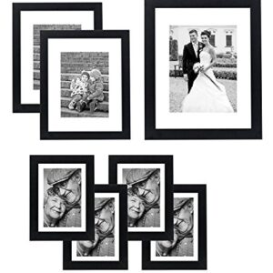 Americanflat 7 Pack Gallery Wall Set | Displays One 11x14, Two 8x10, and Four 5x7 inch photos. Shatter-Resistant Glass. & 11x14 Collage Picture Frame in Black with Five 4x6 Picture Displays