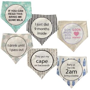 artico baby bibs gift set 6-packs baby bandana bibs for baby registry, drooling, feeding, teething funny gender neutral baby shower gifts, baby travel essentials for infant, newborn and toddlers