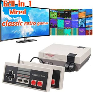 retro game console,classic mini console with built-in 620 classic edition games and 2 controllers,av output video games for kids and adults as gifts.