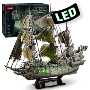 3d puzzles for adults green led flying dutchman 360 pieces haunted pirate ship arts & crafts for adults gifts for men women model kits, lighting ghost ship decor brain teaser puzzles for adults