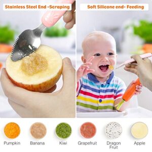 Baby Feeding Supplies Baby Fruit Spoon and Bib BPA Free Baby Food Feeder(Pink)