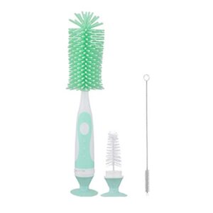 UUKING Baby Bottle Brush Small Bottle Silica Gel Scrubber Cleaner Brushes Set Sponge Washer Milk Water Cleaning Kit Cup, (Green)