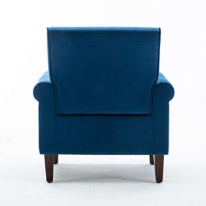 Morden Fort Bedroom Accent Chair, Velvet Upholstered Armchair for Living Room Bedroom Club Office-Navy Blue