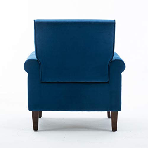 Morden Fort Bedroom Accent Chair, Velvet Upholstered Armchair for Living Room Bedroom Club Office-Navy Blue