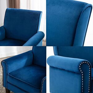 Morden Fort Bedroom Accent Chair, Velvet Upholstered Armchair for Living Room Bedroom Club Office-Navy Blue