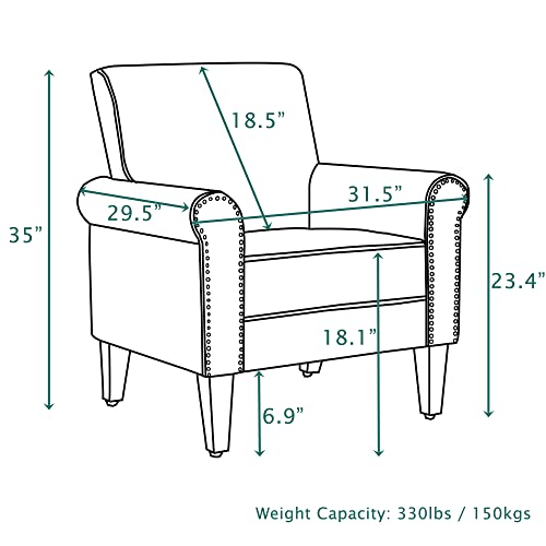 Morden Fort Bedroom Accent Chair, Velvet Upholstered Armchair for Living Room Bedroom Club Office-Navy Blue