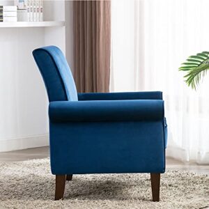 Morden Fort Bedroom Accent Chair, Velvet Upholstered Armchair for Living Room Bedroom Club Office-Navy Blue