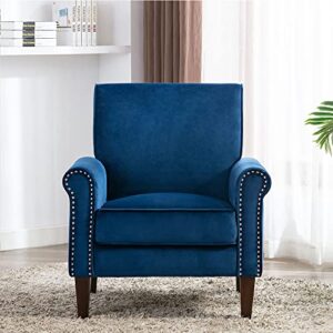 Morden Fort Bedroom Accent Chair, Velvet Upholstered Armchair for Living Room Bedroom Club Office-Navy Blue