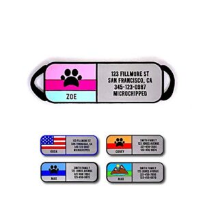 lyp soundless slide-on collar dog id tag - designer deep engraved silicone – engraving will last - pet id tags, dog tags, cat tags (paw - hot pink, medium)