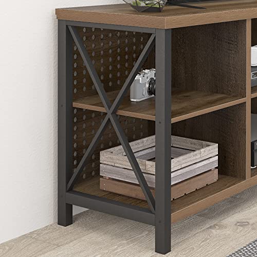LVB Rustic Entertainment Center for 65 Inch TV, Industrial Wood and Metal TV Stand with Storage Shelf, Modern Television Media Console Table with Cabinet for Living Room Bedroom, Rustic Oak, 55 Inch
