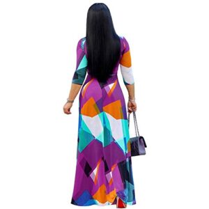 FANDEE Plus Size Maxi Dress for Women Summer Sundress V-Neck 3/4 Sleeve Multicoloured XX-Large